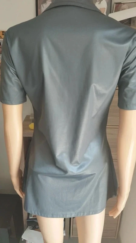 Women's grey overshirt – Short sleeves – Vintage style – One size (see measurements) – photo 4